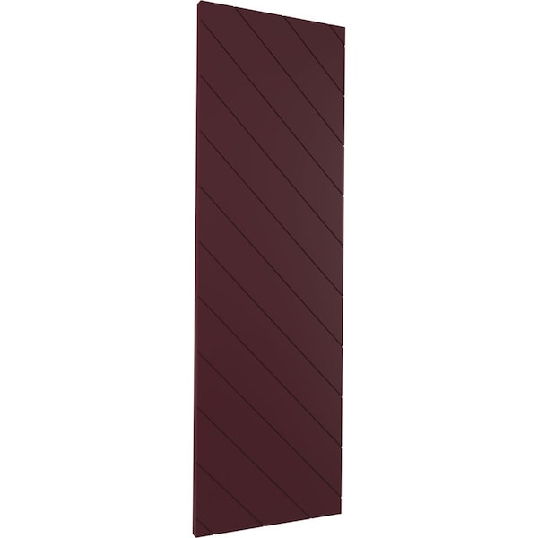 15W X 25H True Fit PVC Diagonal Slat Modern Style Fixed Mount Shutters, Wine Red